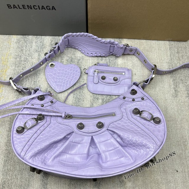 Balenciaga專櫃爆款Le Cagole半月牙腋下包餃子包 巴黎世家經典大號爆裂黑鱷金機車包 fyj1088